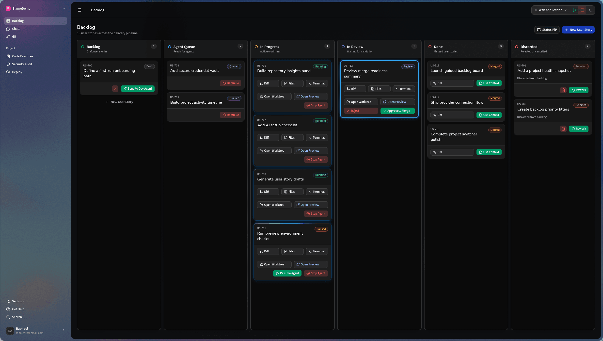 Blame backlog and development workflow
